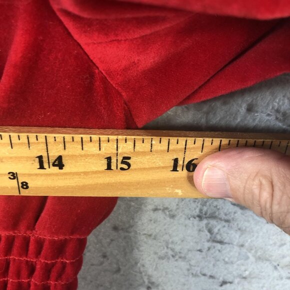 Elevenses Jacket Womens 6 Red Velvet Peplum Button Up Smocked Waist Boho Elegant - Picture 3 of 11